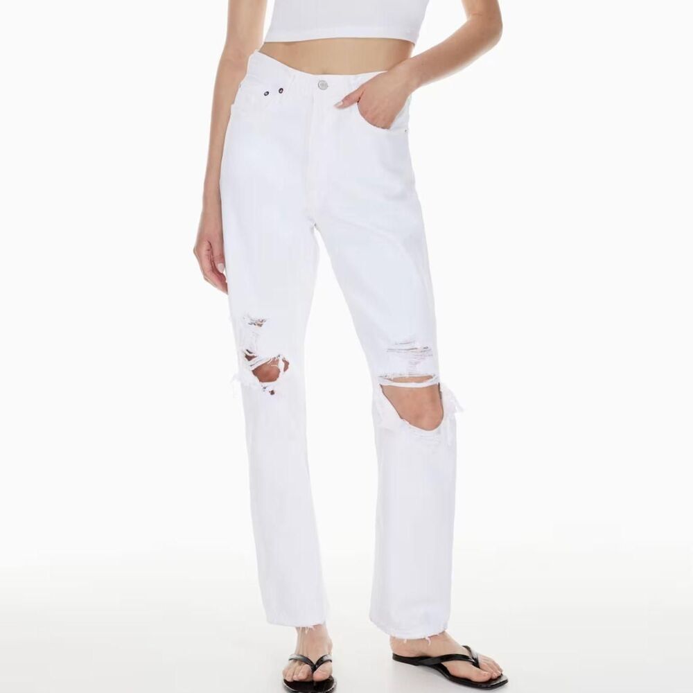 AGOLDE 90s Distressed White High Rise Jeans - Size 27
